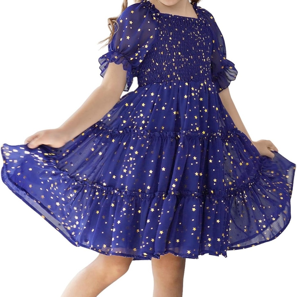 Rare Editions Size 6 Stars Night Midi Dress Short Sleeve Dress Free Shipping